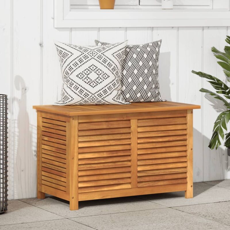 Vidaxl – Coffre de jardin en bois d'acacia massif 90x50x56 cm – Finition à l'huile – Résistant à l'eau – Pour coussins et jouets d'extérieur