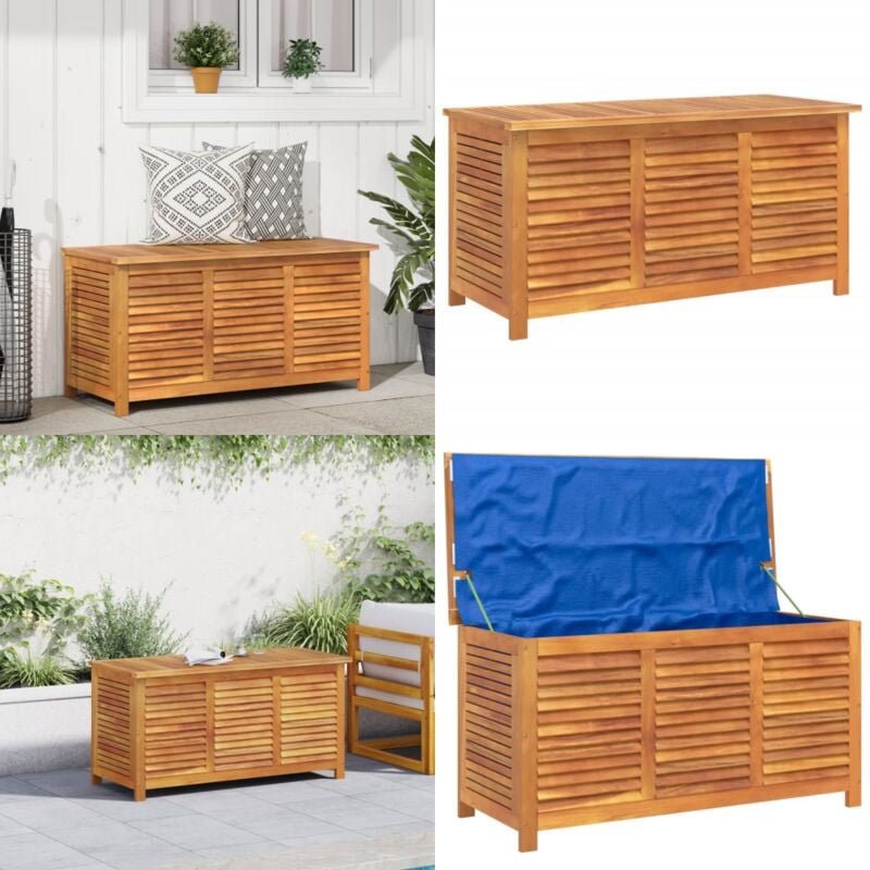 Boîte de rangement de jardin persiennes 113x50x56cm bois acacia - Boîte De Rangement Jardin - Coffre De Jardin - Rangement Extérieur - Meuble De