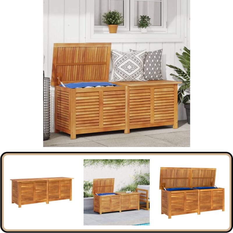 Boîte de rangement de jardin persiennes 150x50x56cm bois acacia - Coffre De Jardin - Rangement Extérieur - Meuble De Jardin - Bois D'acacia - Coffre