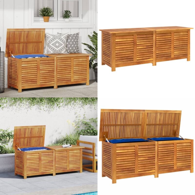 Boîte de rangement de jardin persiennes 150x50x56cm bois acacia - Coffre De Jardin - Rangement Extérieur - Meuble De Jardin - Bois D'acacia - Coffre