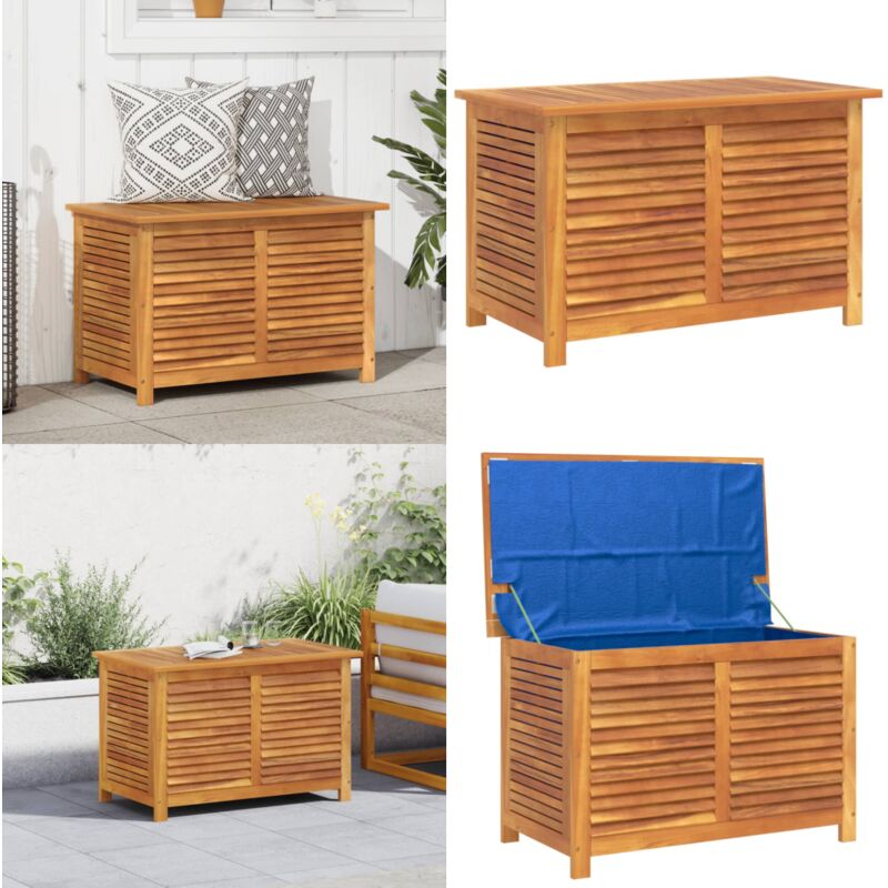 Boîte de rangement de jardin persiennes 90x50x56 cm bois acacia - Boîte De Rangement Jardin - Coffre De Jardin - Rangement Extérieur - Meuble De