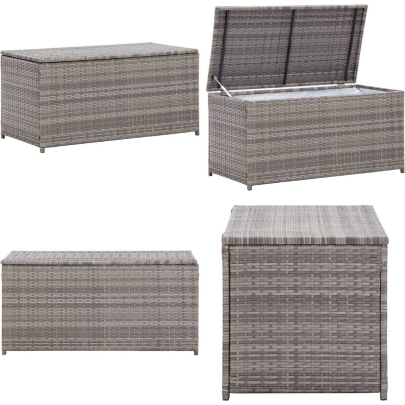 Boîte de rangement de jardin résine tressée 100x50x50 cm gris - Coffre De Rangement Extérieur - Rangement Jardin - Boîte De Rangement Résin - Meuble