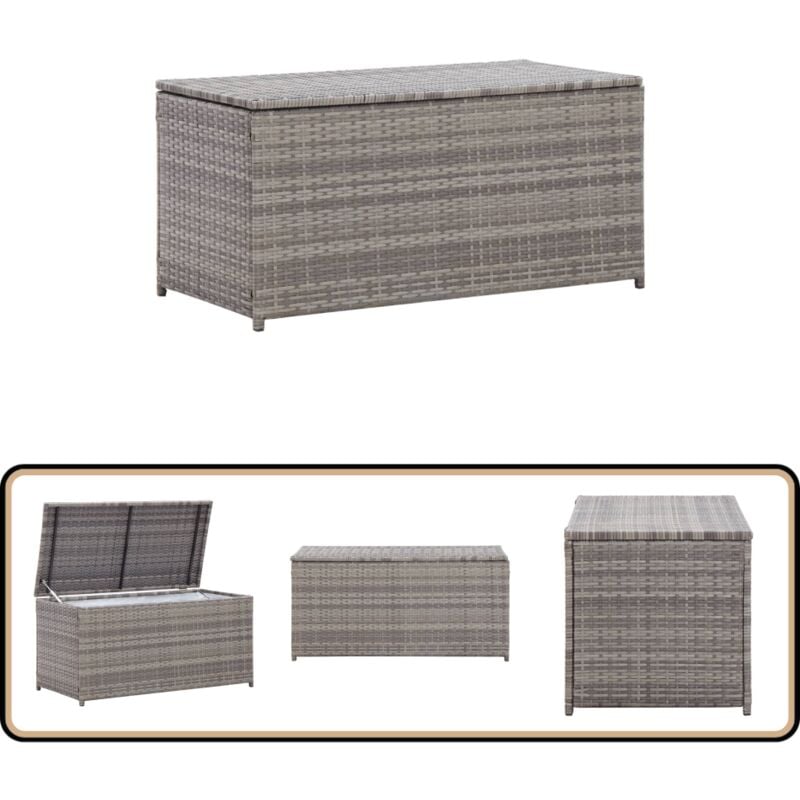 Boîte de rangement de jardin résine tressée 100x50x50 cm gris - Coffre De Rangement Extérieur - Rangement Jardin - Boîte De Rangement Résin - Meuble