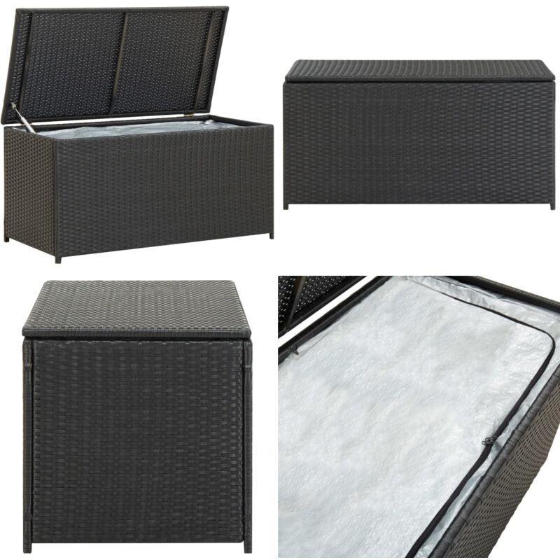 Boîte de rangement de jardin résine tressée 100x50x50 cm noir - Coffre De Rangement - Boîte De Rangement Extérieure - Rangement Jardin - Meuble De