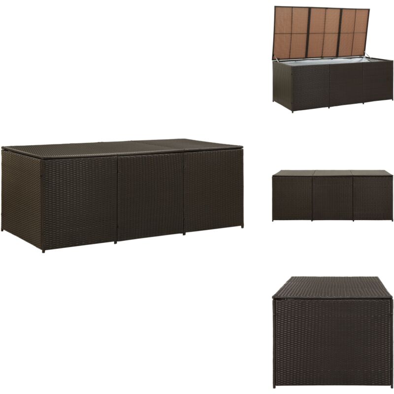 Boîte de rangement de jardin résine tressée 180x90x70 cm marron - Coffre De Jardin - Rangement Extérieur - Boîte De Rangement - Meuble De Jardin