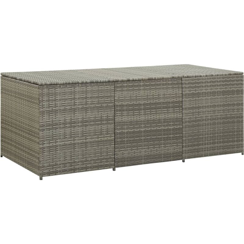 Boîte de rangement de jardin résine tressée 180x90x70 cm gris