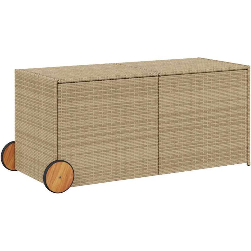 Vidaxl - Boîte de rangement de jardin et roues mélange beige 283L rotin