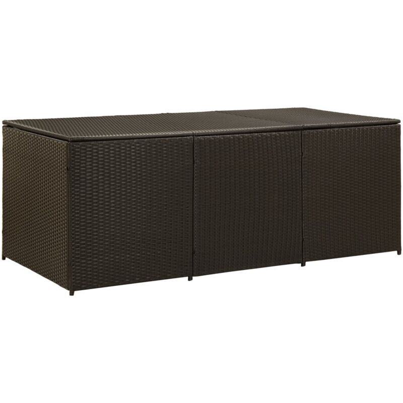 Boîte de rangement de jardin résine tressée 180x90x70 cm marron