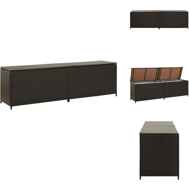 Boîte de rangement de jardin résine tressée 200x50x60 cm marron - Coffre De Rangement - Boîte De Rangement Extérieure - Rangement Jardin - Meuble De
