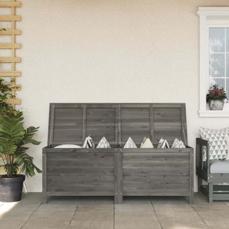 Boîte de rangement de jardin,Coffre de rangement anthracite bois massif sapin CFW57796