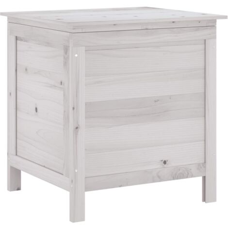 Boîte de rangement de jardin，Coffre de rangement blanc bois massif de sapin CFW434414