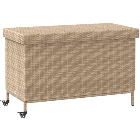 Boîte de rangement de jardin，Coffre de rangement et roues résine tressée CFW276057