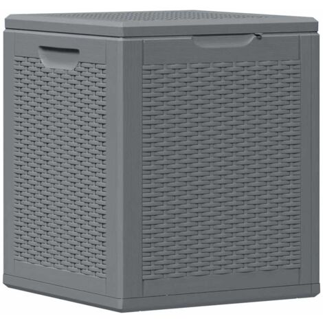 Boîte de rangement de jardin，Coffre de rangement gris PP rotin 90 L CFW654607