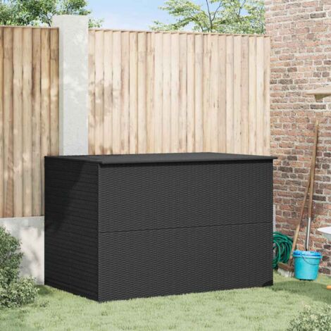 Boîte de rangement de jardin，Coffre de rangement noir 150x100x100 cm résine tressée CFW186495