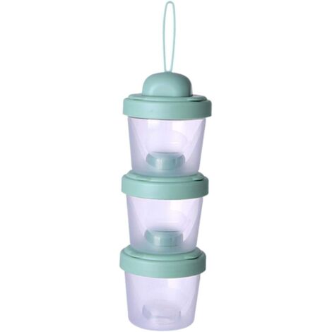Boîte de rangement de lait en poudre de voyage empilable et anti-éclaboussures pour bébé (vert, 3 couches)