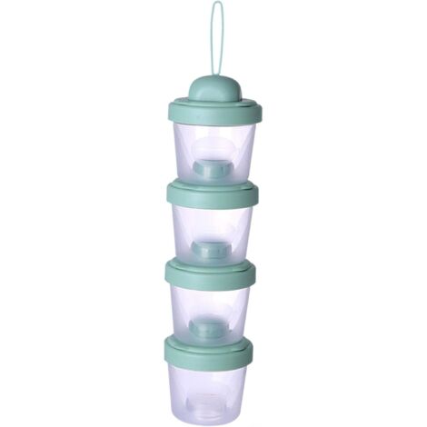 Boîte de rangement de lait en poudre de voyage empilable et anti-éclaboussures pour bébé (vert, 4 couches)