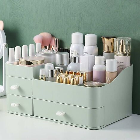 Boîte de rangement de maquillage de commode, boîte de rangement de bureau de grande capacité avec tiroir cosmétique