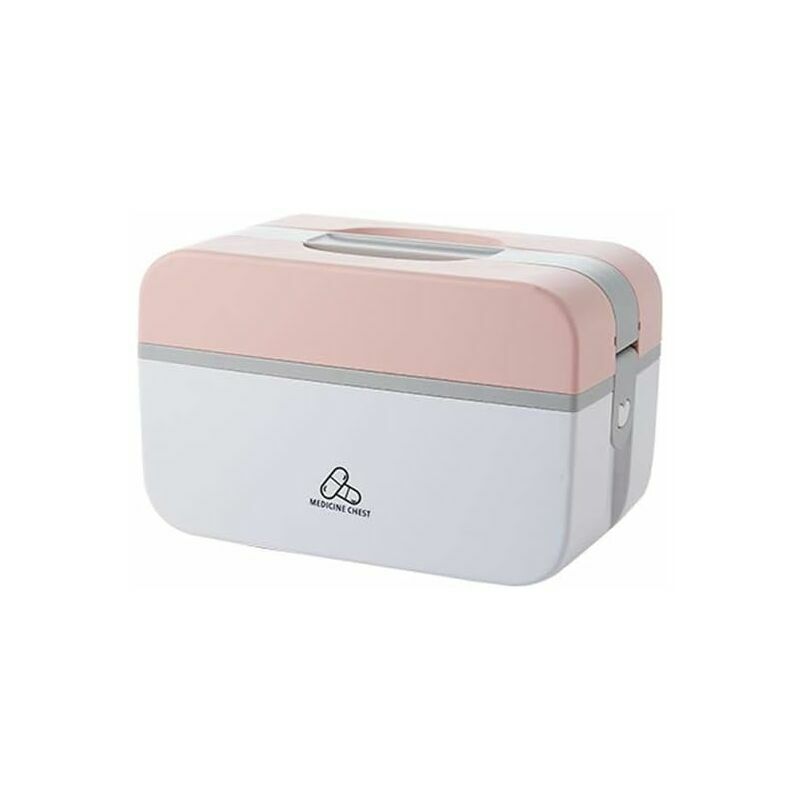 Boîte de rangement de médicaments pliable multicouche, boîte à médicaments créative, boîte à médicaments divisée, valise en plastique rose