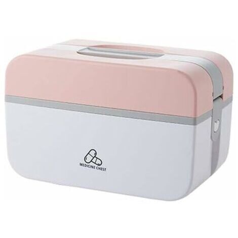 Boîte de rangement de médicaments pliable multicouche, boîte à médicaments créative, boîte à médicaments divisée, valise en plastique rose