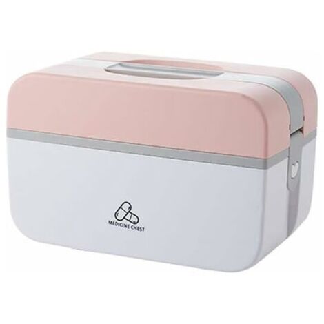 Boîte de rangement de médicaments pliable multicouche, boîte à médicaments créative, boîte à médicaments divisée, valise en plastique rose