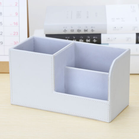 Boîte de rangement de papeterie en cuir（petit porte stylo blanc）