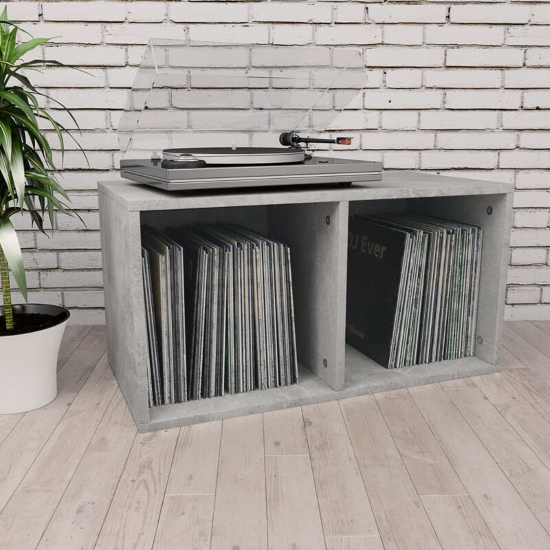 Boîte de rangement de vinyles Gris béton 71x34x36 cm Vidaxl