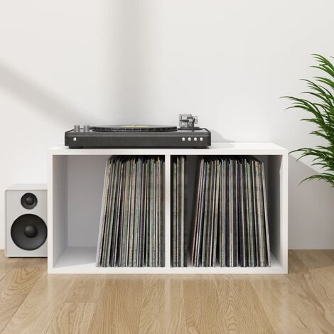 Boîte de rangement de vinyles Blanc 71x34x36 cm Aggloméré