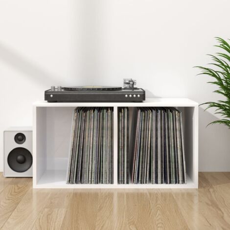 Boîte de rangement de vinyles Blanc brillant 71x34x36 cm CFW57632