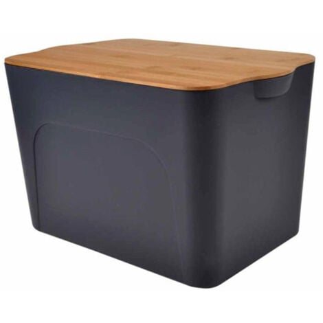 Boîte de Rangement Déco "Pratique" 26L Anthracite & Naturel