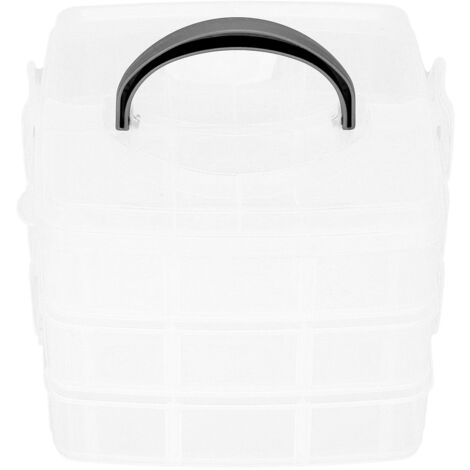 Boîte de Rangement Démontable 3 Étagères Transparente pour Outils et Jouets avec 18 Cases