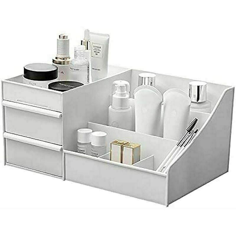 Fei Yu - Boîte de rangement Desktop Cosmetics avec tiroirs, 28,5 18 13 (blanc)