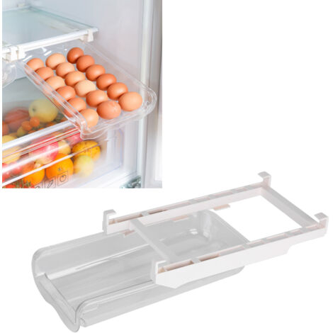 Boîte de rangement d'œufs à 14 cellules avec design extractible et 4 crochets, ABS durable, ajustable, pour réfrigérateur