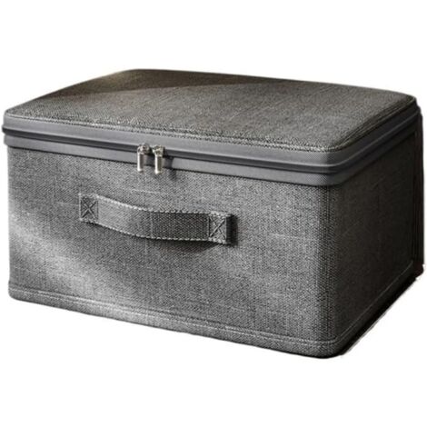 Boîte de rangement empilable extra large en toile avec couvercle multi - usages pour la maison (40 x 30 x 21 cm)