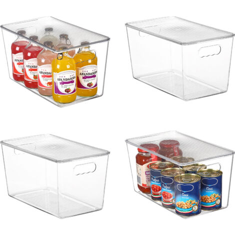 Boîte De Rangement Empilable - Polyéthylène Transparent - 27,9 x 19,0 x 15,2 cm - Avec Couvercle Et Poignées - Lot De 4