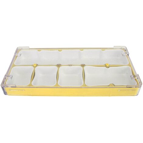 Boîte de rangement empilable pour pièces de montre, 5 compartiments, en acrylique et caoutchouc, pour outils et réparations, jaune.