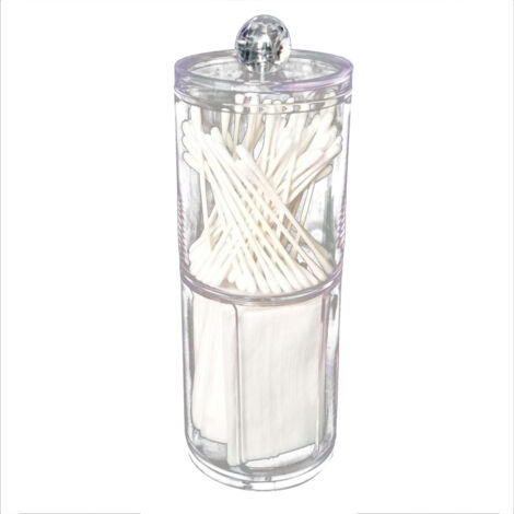 Boîte de Rangement en Acrylique pour Coton Démaquillant et Accessoires de Maquillage