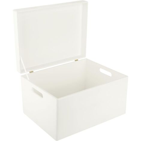 Boîte de Rangement en Bois avec Poignées Blanc 40 x 30 x 24 cm