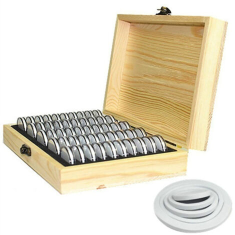 Boîte de rangement en bois de pin pour pièces de collection commémoratives, avec 20 capsules pouvant contenir