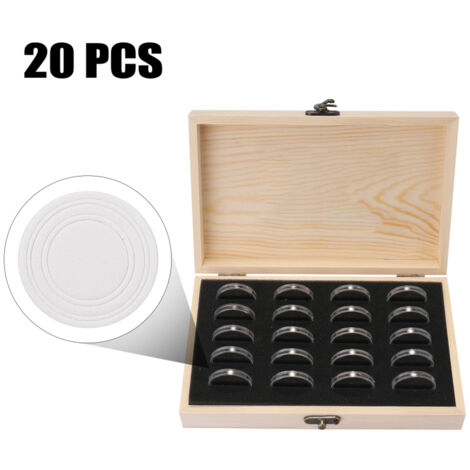 Boîte de rangement en bois de pin pour pièces de collection commémoratives, résistante à l'humidité.