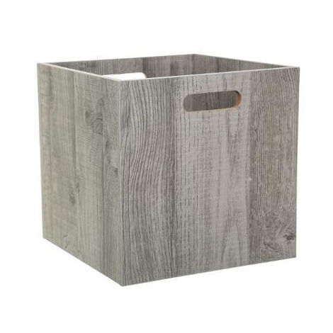 Boite de Rangement en Bois "Evy" 31x31cm Gris