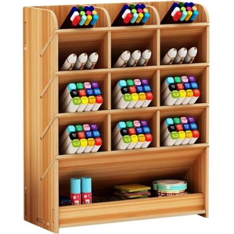 Boîte de rangement en bois multifonction pour stylos - Cerisier - Marron - Mixte - Adulte