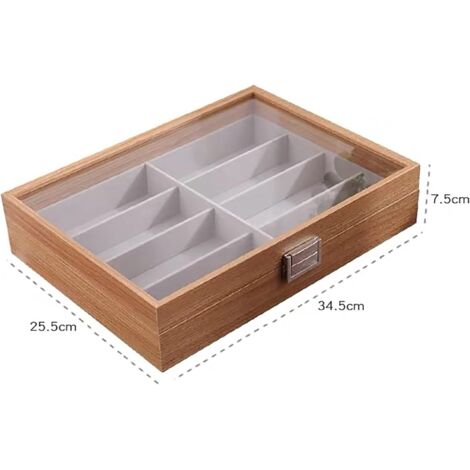 Boîte de rangement en bois pour lunettes de soleil, 8 compartiments