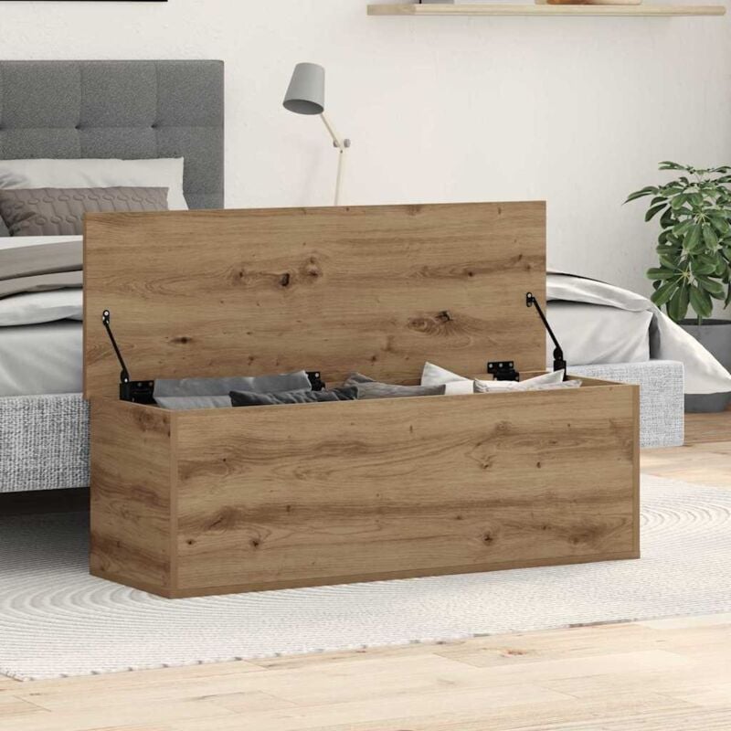 Boîte de rangement en chêne fait main 102x35x35 cm en bois aggloméré Vidaxl