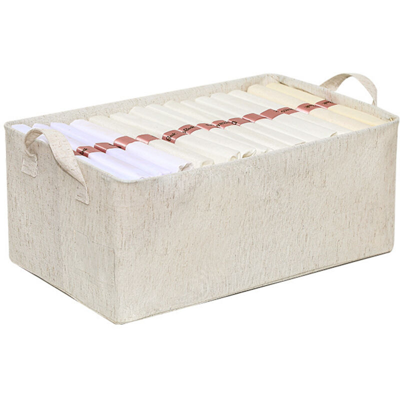 Boîte de rangement en coton et lin, blanche, 47 x 28 x 20 cm, 1 pièce Boîte de rangement pliable en tissu avec structure en acier