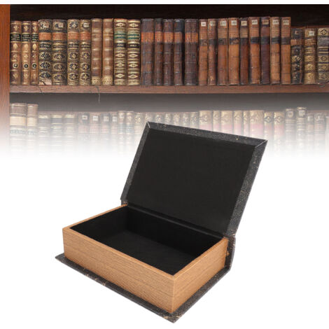 [Boîte de rangement en forme de livre] Boîte décorative vintage avec matériaux premium composite bois et cuir synthétique - Capacité généreuse 24x17x6cm - Design européen élégant