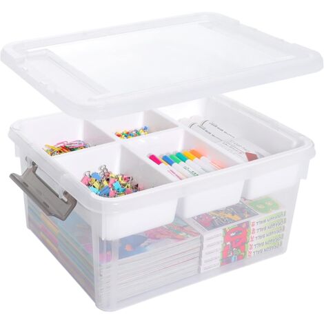 Boîte De Rangement En Plastique - 17 Qt - Avec Bac Amovible - Pour Loisirs Créatifs Couture Bricolage - 1 Pièce