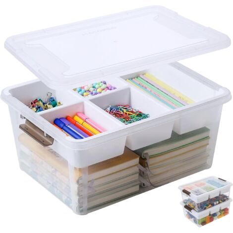 Boite De Rangement En Plastique - 17 Qt - Avec Bac Amovible - Transparent - Pour Perles Outils Couture Pate A Modeler - 1 Unite