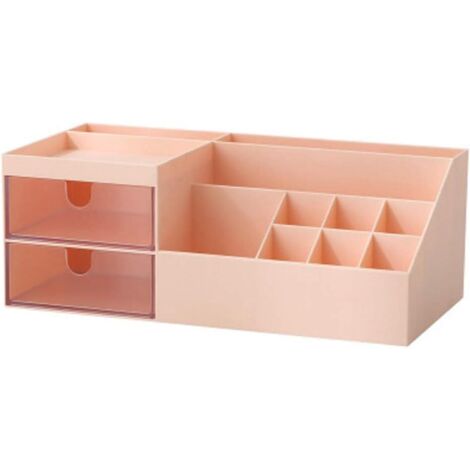 Boîte de rangement en plastique, boîte de rangement pour rouge à lèvres (rose)