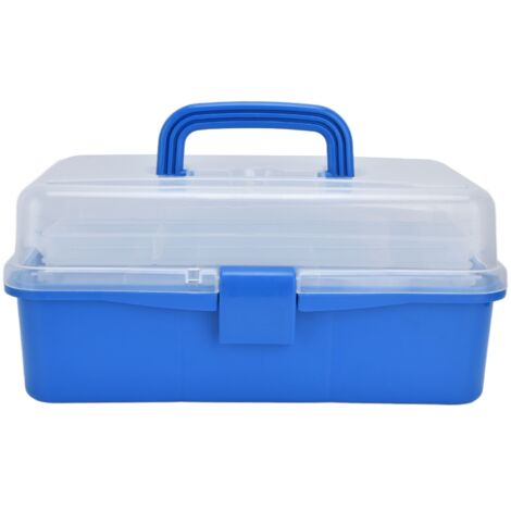 Boîte de rangement en plastique, organisateur d'outils portatif pliable à 3 couches avec couvercle Transparent