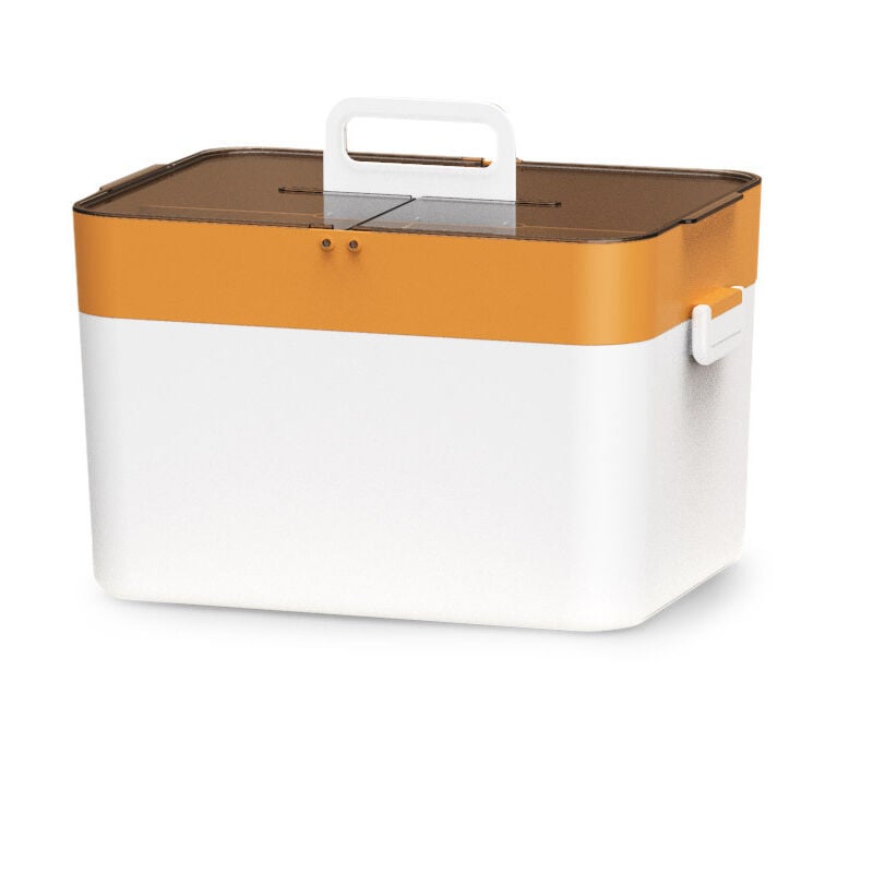 Boîte de rangement en plastique portative à double couche, boîte de rangement à rabat, médicaments en couches